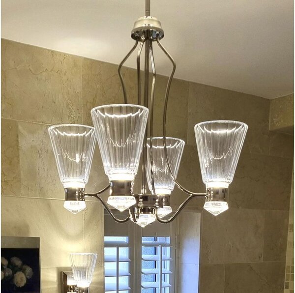Quintiesse QN-KAYVA9-PN-LED Стъклен полилей на штанга KAYVA LED/24W/230V IP44 лъскав хром