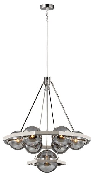 Quintiesse QN-HARPER7 - Полилей на тръба HARPER 7xE14/60W/230V, лъскав хром/димчато стъкло