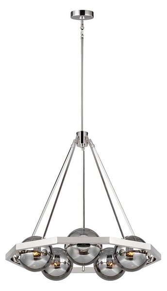 Quintiesse QN-HARPER5 - Полилей на тръба HARPER 5xE14/60W/230V лъскав хром/опушено стъкло