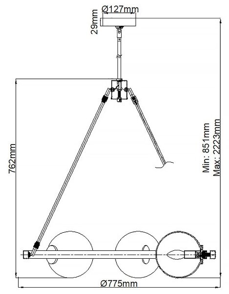 Quintiesse QN-HARPER5 - Полилей на тръба HARPER 5xE14/60W/230V лъскав хром/опушено стъкло