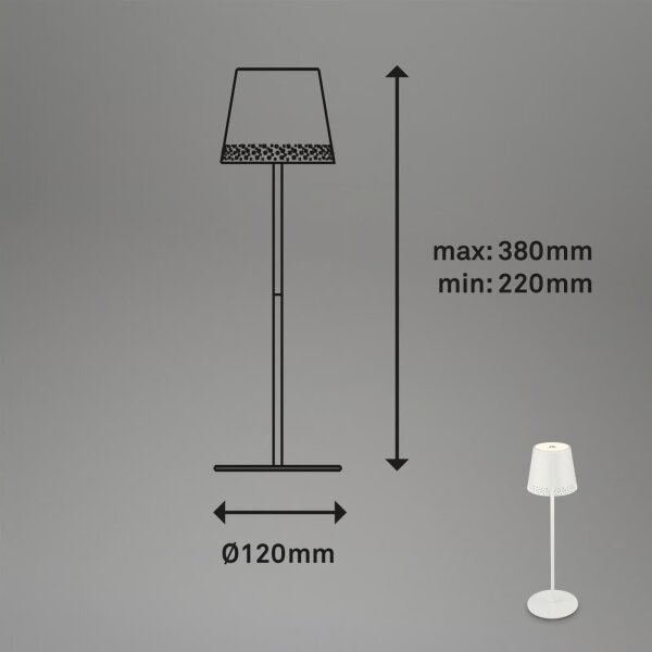 Brilo - LED настолна презареждаема сензорна лампа KIKI LED/2,6W/5V IP44 2600 mAh бяла