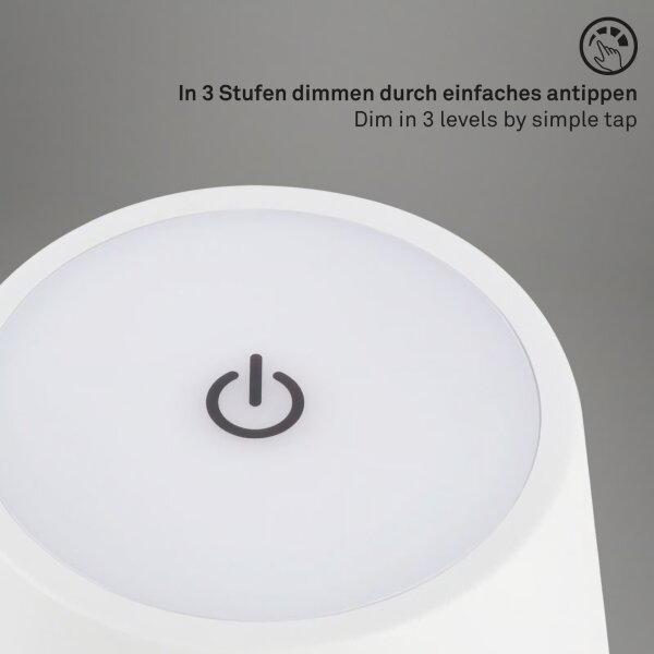 Brilo - LED настолна презареждаема сензорна лампа KIKI LED/2,6W/5V IP44 2600 mAh бяла