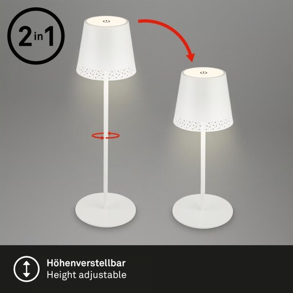 Brilo - LED настолна презареждаема сензорна лампа KIKI LED/2,6W/5V IP44 2600 mAh бяла