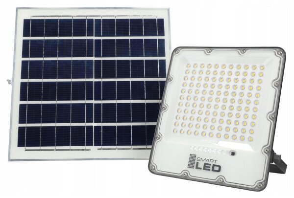 Димируем соларен LED прожектор LED/150W/3,2V 5000K 15000 mAh IP65 черен + дистанционно управление