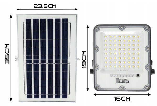LED димируем соларен прожектор LED/50W/3,2V 5000K 6000 mAh IP65 черен + ДУ