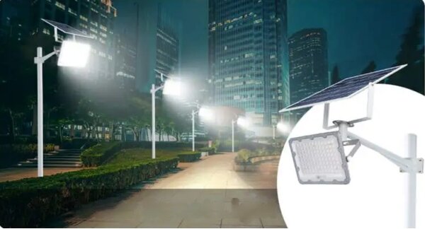Димируем соларен LED прожектор LED/150W/3,2V 5000K 15000 mAh IP65 черен + дистанционно управление