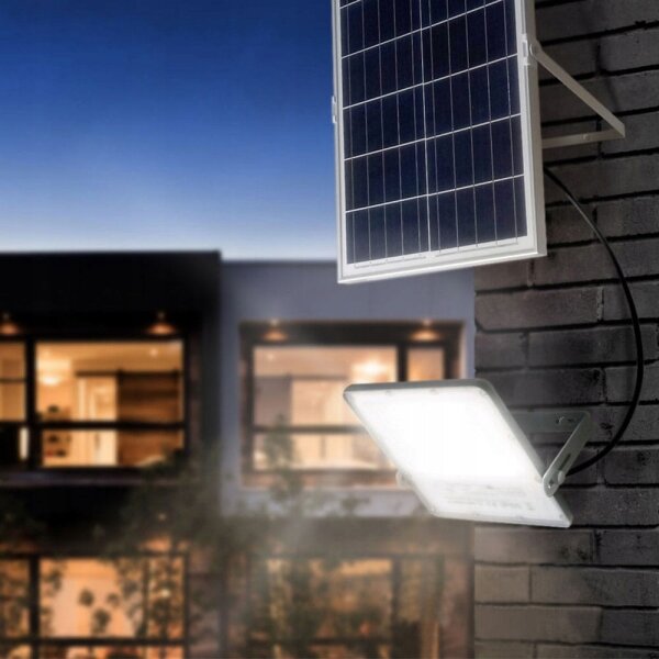 Димируем соларен LED прожектор LED/150W/3,2V 5000K 15000 mAh IP65 черен + дистанционно управление