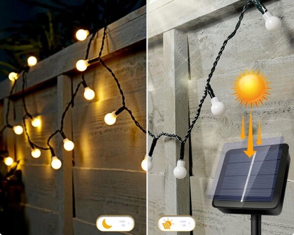 LED соларна декоративна гирлянда 30xLED/8 функции 500 mAh 6,5 m IP67 топло бяло