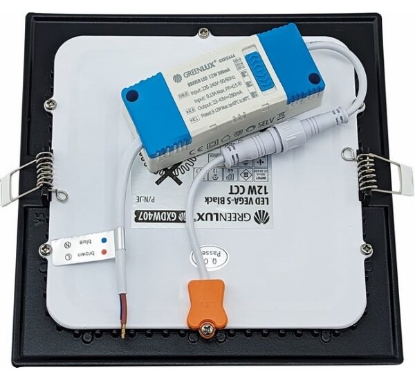 LED Лампа за окачен таван VEGA LED/12W/230V 2900/3900/5800K 17,5x17,5 см черен
