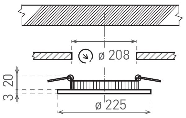 LED Лампа за окачен таван VEGA LED/18W/230V 2900/3900/5800K Ø 22,5 см бял