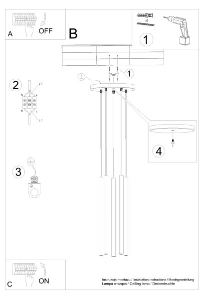 Sollux SL.1528 - Пендел PASTELO 5xG9/8W/230V червен