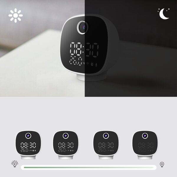 Solight 1D81- Смарт камера с термометър, будилник и LED светлина 1296p Wi-Fi Tuya IP65