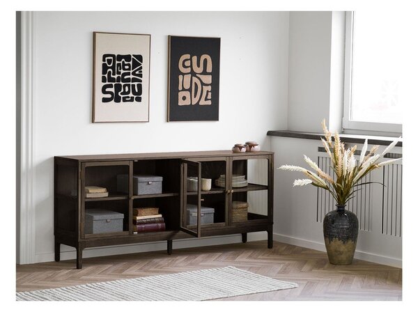 Тъмнокафява витрина от декор от дъб 180x80x40 cm Zamora – House Nordic