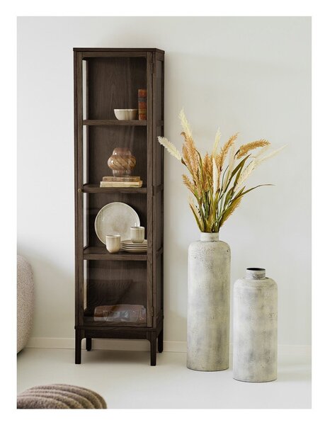 Тъмнокафява витрина от декор от дъб 47x180x40 cm Zamora – House Nordic