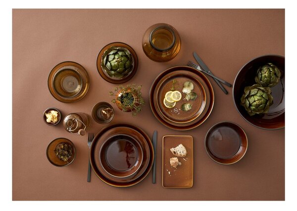 Черна/в кехлибарен цвят десертна глинена чиния ø 21 cm Gastro Black/Amber – Bitz