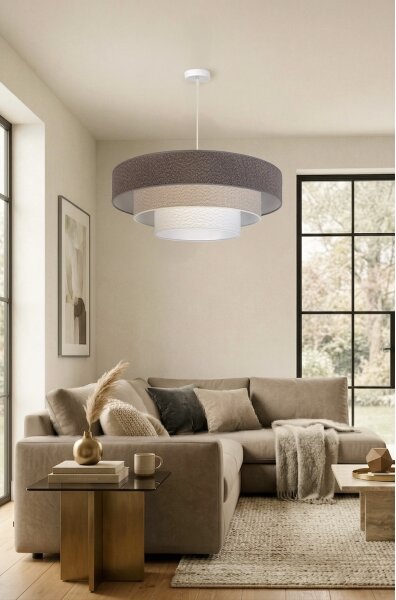 Brilagi - Висящ полилей на кабел LUNETA 3xE27/60W/230V Ø 80 cm сив/кремав/бял