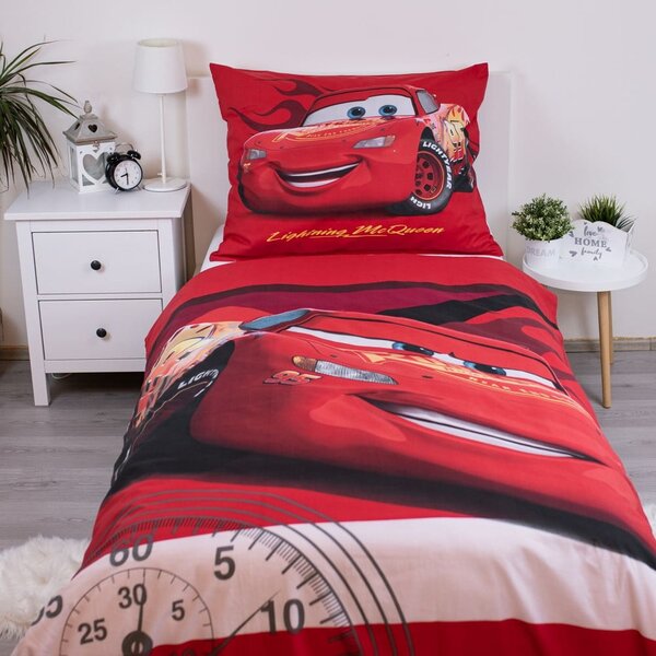 Червено единично памучно детско спално бельо 140x200 cm Cars "Legend" – Jerry Fabrics