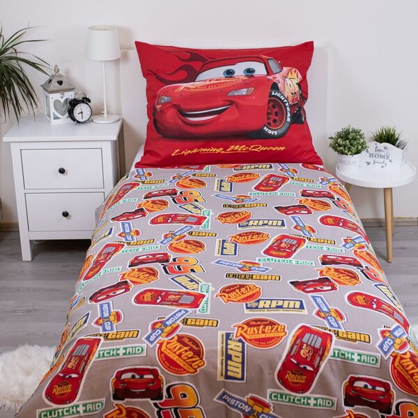 Червено единично памучно детско спално бельо 140x200 cm Cars "Legend" – Jerry Fabrics