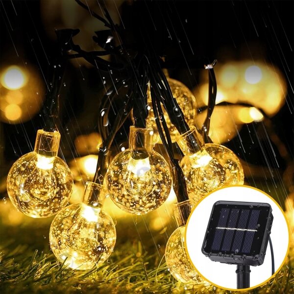 Соларен декоративен LED гирлянд 30xLED/8 функции 500 mAh 6,5 m IP67 топла бяла