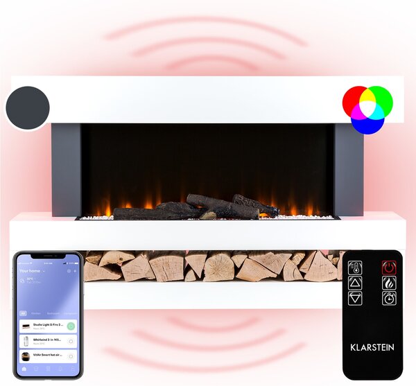 Klarstein Studio Light & Fire 3, Смарт камина 1000/2000W, MDF, WiFi Контрол