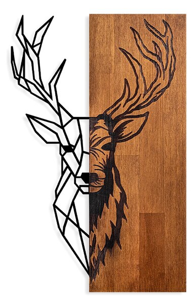 Метално стенна изкуство Deer в цвят орех - черен 36x3x58см