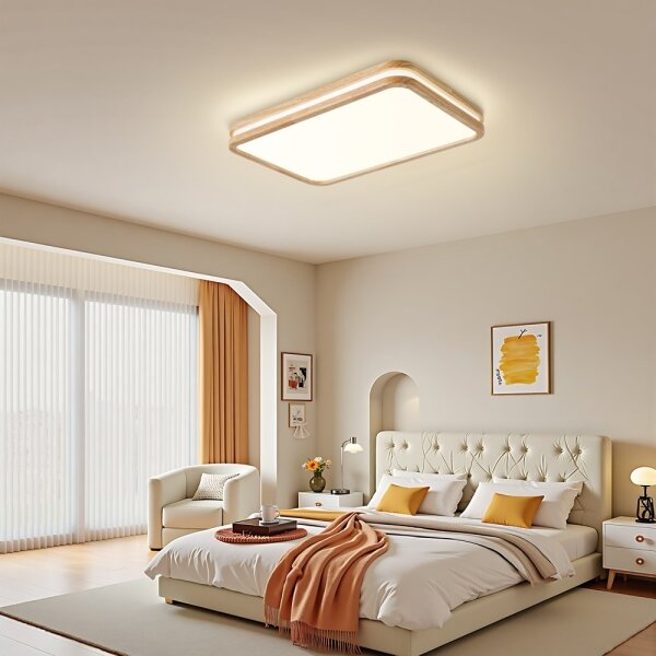 Brilagi - LED осветително тяло MOLINA SQUARE LED/54W/230V с възможност за димиране, дъб, 60x40 cm + дистанционно управление