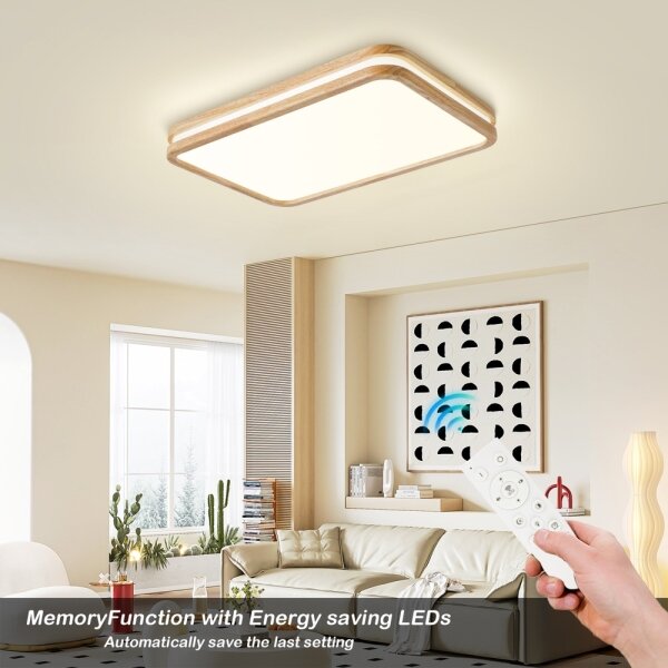 Brilagi - LED осветително тяло MOLINA SQUARE LED/54W/230V с възможност за димиране, дъб, 60x40 cm + дистанционно управление
