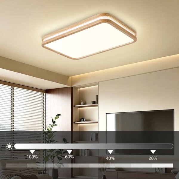 Brilagi - LED осветително тяло MOLINA SQUARE LED/54W/230V с възможност за димиране, дъб, 60x40 cm + дистанционно управление