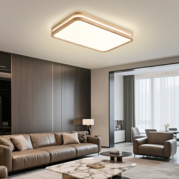 Brilagi - LED осветително тяло MOLINA SQUARE LED/54W/230V с възможност за димиране, дъб, 60x40 cm + дистанционно управление