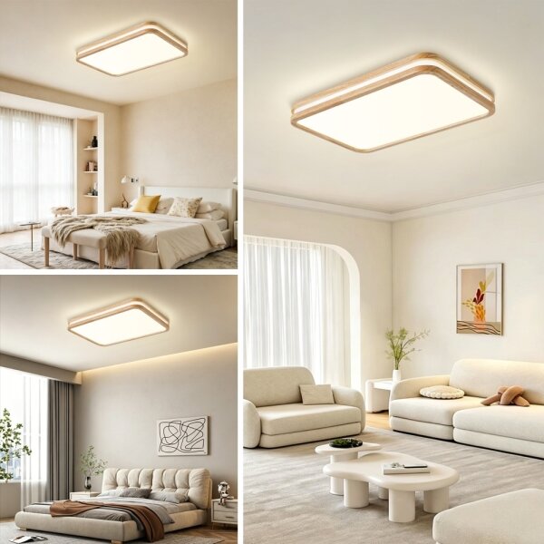 Brilagi - LED осветително тяло MOLINA SQUARE LED/54W/230V с възможност за димиране, дъб, 60x40 cm + дистанционно управление