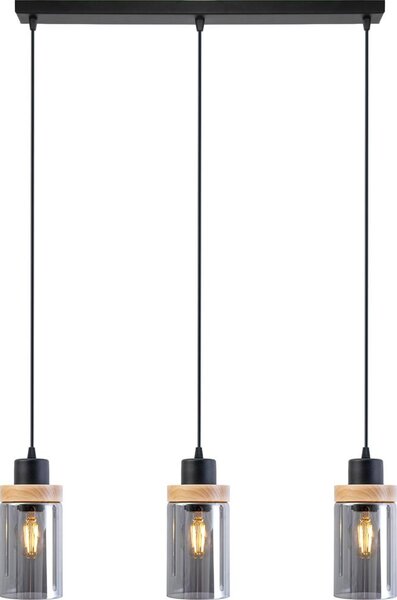 Полилей на кабел WOODNEST 3xE27/15W/230V бор/опушено черно