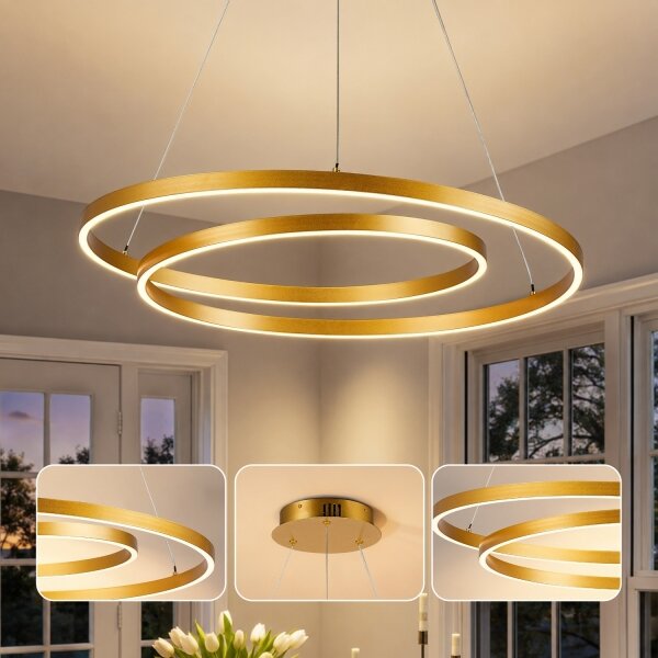 Brilagi-LED Подвесен полилей с възможност за димиране на кабел TWISTER LED/75W/230V 3000-6000K златист + дистанционно управление