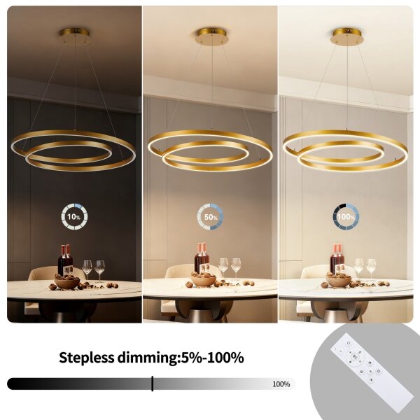 Brilagi-LED Подвесен полилей с възможност за димиране на кабел TWISTER LED/75W/230V 3000-6000K златист + дистанционно управление
