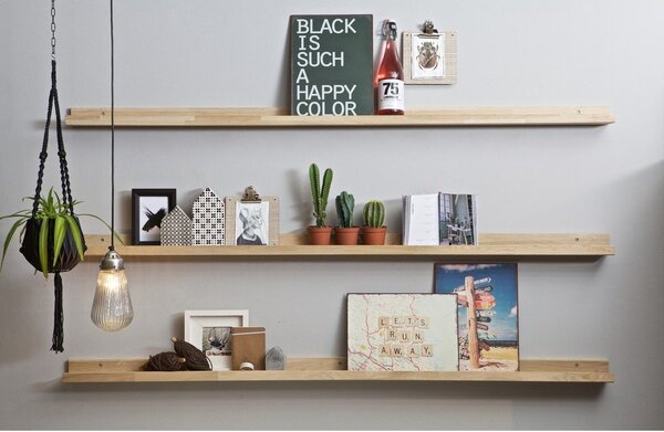 Стенен рафт за снимки от масивен дъб естествен 170 cm Photoframe – vtwonen