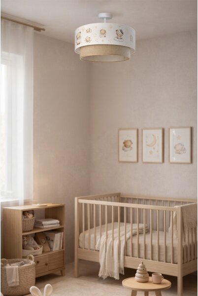 Brilagi-LED Детска плафониера BOBO 1xE27/60W/230V Ø 40 см, бяла/бежова, с мотив меченце