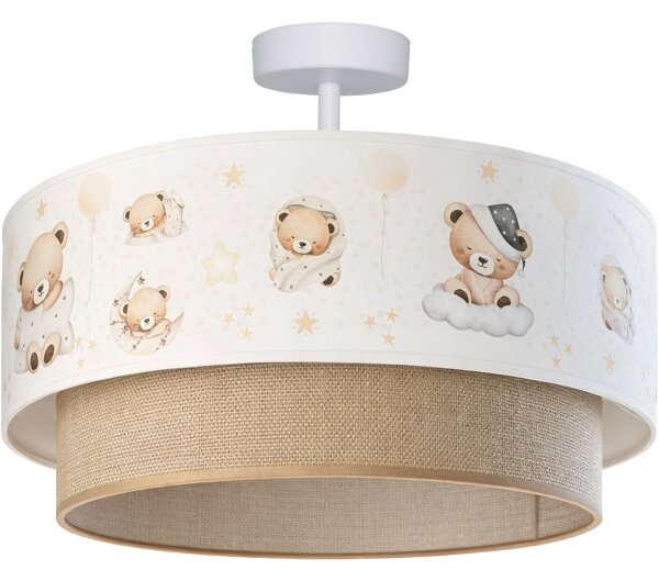 Brilagi-LED Детска плафониера BOBO 1xE27/60W/230V Ø 40 см, бяла/бежова, с мотив меченце