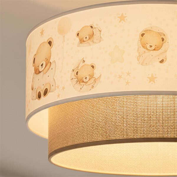 Brilagi - LED детски полилей на кабел BOBO 1xE27/60W/230V, Ø 40 см, бял/бежов/с мотив меченце