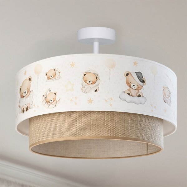 Brilagi-LED Детска плафониера BOBO 1xE27/60W/230V Ø 40 см, бяла/бежова, с мотив меченце
