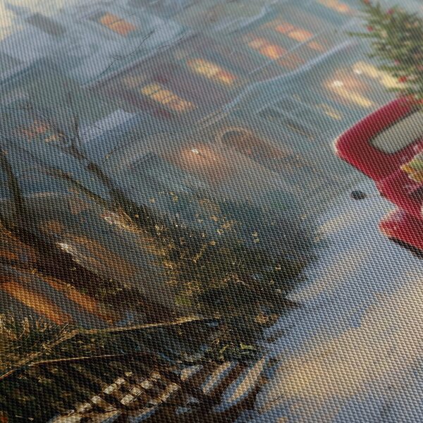 Картина на платно – Коледна атмосфера в заснежена улица