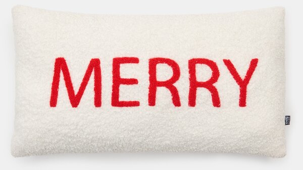 Sinsay - Коледна възглавница с надпис Merry - бял