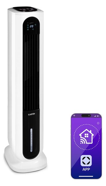 Klarstein Polar Tower Smart, вентилатор, охладител на въздуха, 7L, 85W, дистанционно управление, 5x охладителни кутии