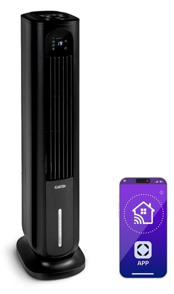 Klarstein Polar Tower Smart, вентилатор, охладител на въздуха, 7L, 85W, дистанционно управление, 5x охладителни кутии