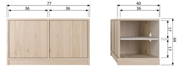 Модулна маса за телевизор с дъбов декор в естествен цвят 77x44 cm Modulair - vtwonen