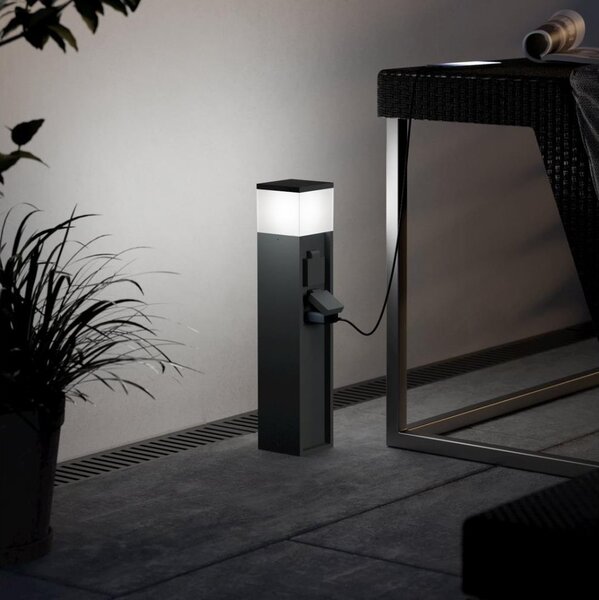 Eglo 901032 - Външна лампа PARK с 2 електрически контакта, 1xE27/25W/230V IP54, антрацит