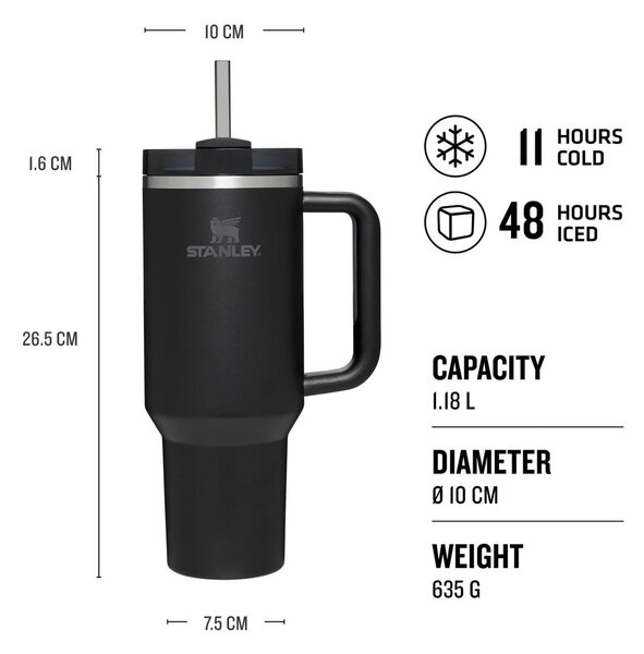 Черен термос 1,18 l Quencher H2.O FlowState – Stanley