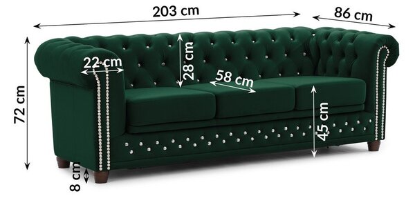 Зелен кадифен разтегателен диван 203 cm York Blik – Ropez