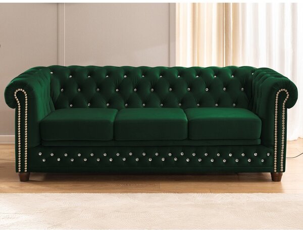 Зелен кадифен разтегателен диван 203 cm York Blik – Ropez