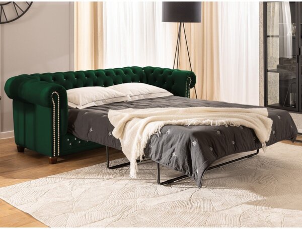 Зелен кадифен разтегателен диван 203 cm York Blik – Ropez