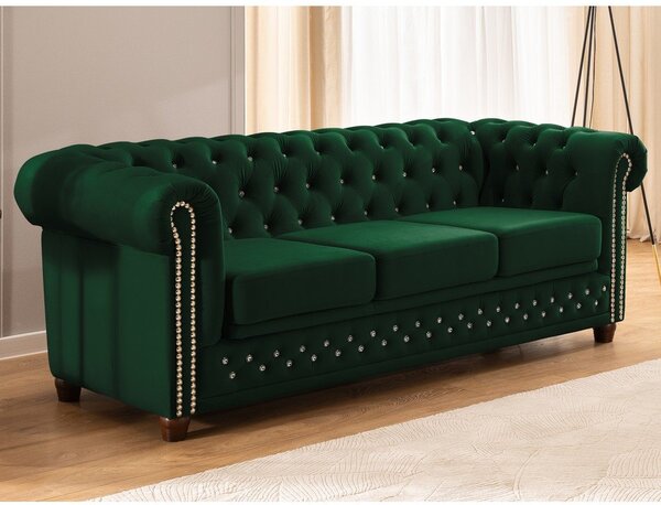 Зелен кадифен разтегателен диван 203 cm York Blik – Ropez