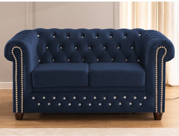 Син кадифен разтегателен диван 148 cm York Blik – Ropez